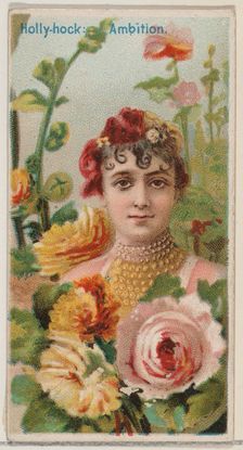 Hollyhock: Ambition, from the series Floral Beauties and Language of Flowers (N75) for Duk..., 1892. Creator: Donaldson Brothers