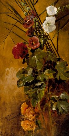 Hollyhocks, 1876. Creator: Ross Turner