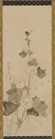 Hollyhocks, Edo period, late 17th-early 18th century. Creator: Ogata Korin