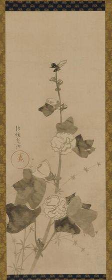 Hollyhocks, Edo period, late 17th-early 18th century. Creator: Ogata Korin