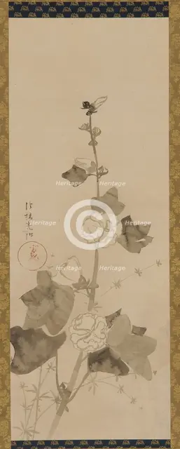 Hollyhocks, Edo period, late 17th-early 18th century. Creator: Ogata Korin.