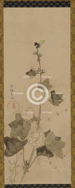 Hollyhocks, Edo period, late 17th-early 18th century. Creator: Ogata Korin.