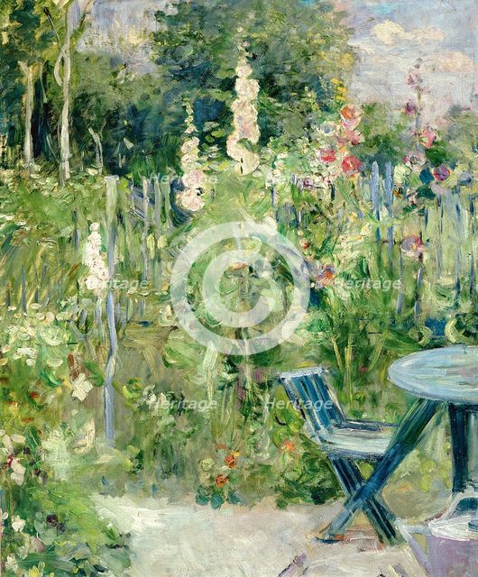 Hollyhocks (Roses trémières), 1884. Artist: Morisot, Berthe (1841-1895)