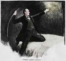 Holmes Lashed Furiously 1892. Artist: Sidney E Paget