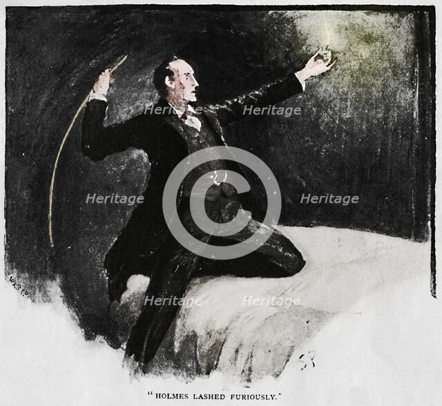 'Holmes Lashed Furiously', 1892. Artist: Sidney E Paget.
