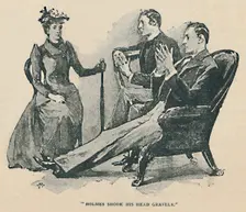 Holmes Shook His Head Gravely 1892. Artist: Sidney E Paget