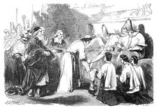 Holy Thursday - the Pope washing the feet of poor priests, 1844. Creator: Unknown