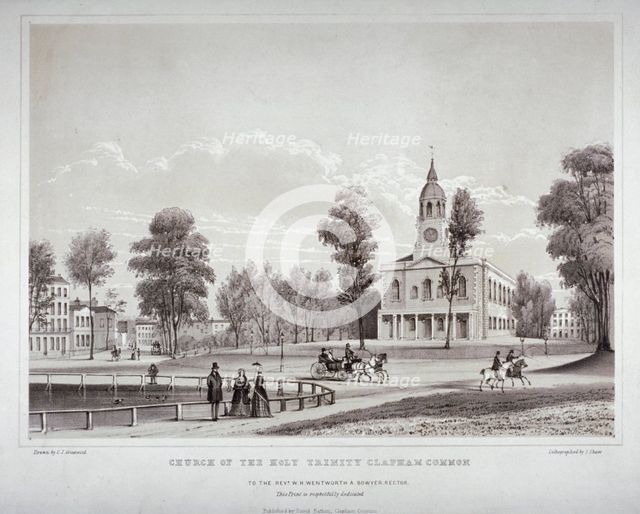 Holy Trinity Church, Clapham, London, c1850. Artist: CJ Greenwood