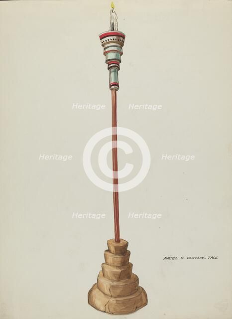 Holy Water Font, 1935/1942. Creator: Majel G. Claflin.