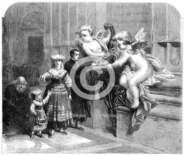 Holy-water font at the entrance to St. Peter's, Rome, 1870. Creator: Unknown.