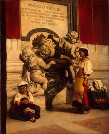 Holy Water Font by St Peter's Basilica in Rome, 1868. Creator: Leon Joseph Florentin Bonnat