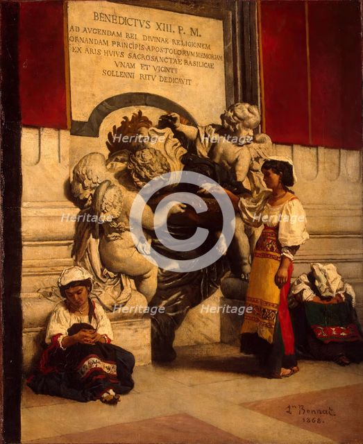 Holy Water Font by St Peter's Basilica in Rome, 1868. Creator: Leon Joseph Florentin Bonnat.