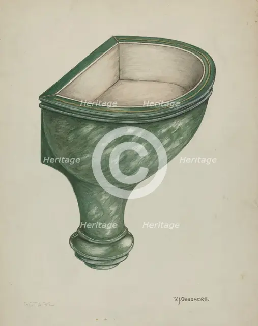 Holy Water Font, Santa Barbara, 1935/1942. Creator: W. J. Goodacre.
