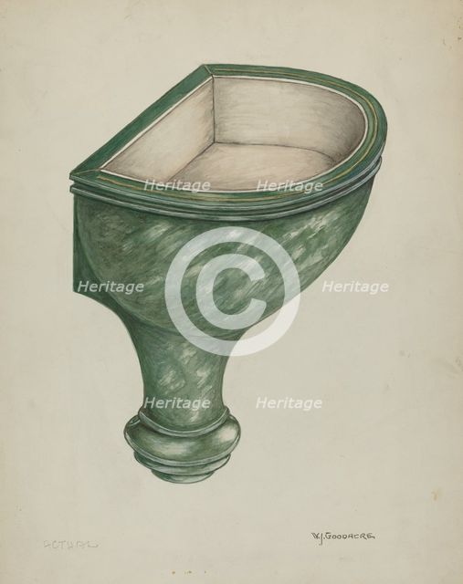 Holy Water Font, Santa Barbara, 1935/1942. Creator: W. J. Goodacre.