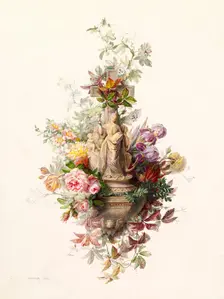 Holy Water Stoup with Figures of Faith, Hope and Charity, 1864. Creator: Jean Marie Reignier