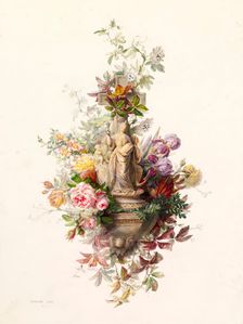 Holy Water Stoup with Figures of Faith, Hope and Charity, 1864. Creator: Jean Marie Reignier