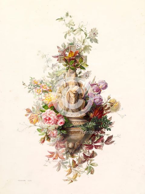 Holy Water Stoup with Figures of Faith, Hope and Charity, 1864. Creator: Jean Marie Reignier.