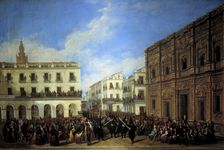 Holy Week procession in Seville, 1853 oil by Joaquin Dominguez Bequer