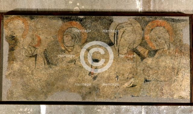  'Holy women', fragment of the mural painting from the apse of the church of St. Peter ad Vincula…