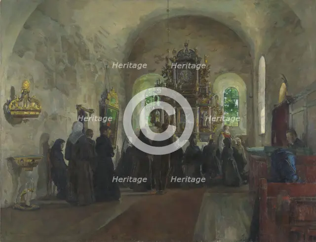 Holy Communion in Stange Church, 1903. Creator: Harriet Backer.