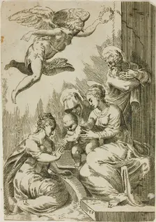 Holy Family Crowned by an Angel, 1530/35. Creator: Master F. P.