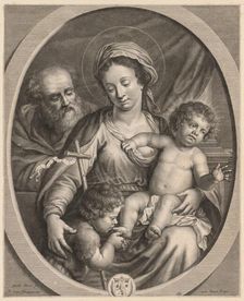 Holy Family and S. John. Creator: Pierre Louis van Schuppen (Flemish, 1627-1702)
