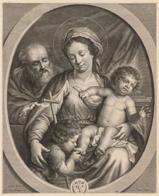 Holy Family and S. John. Creator: Pierre Louis van Schuppen (Flemish, 1627-1702)