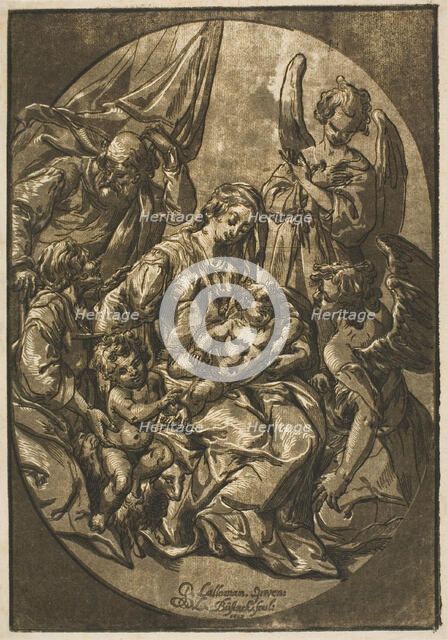 Holy Family in an Oval Frame, 1623. Creator: Ludolph Busing.