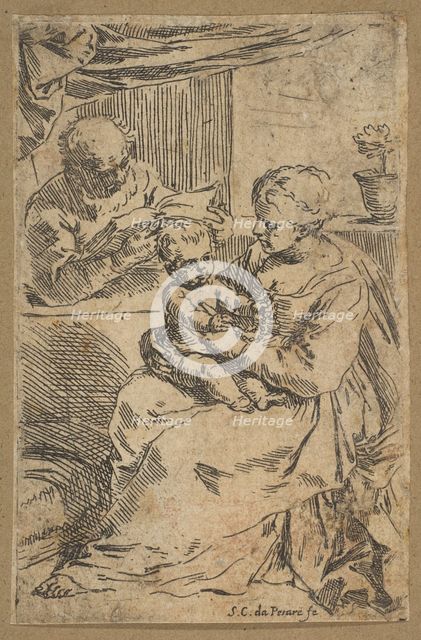 Holy Family with a rosary, ca. 1640-1642. Creator: Simone Cantarini.