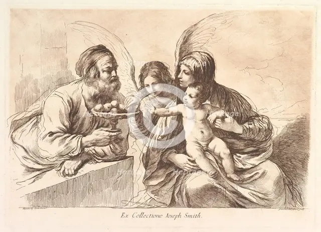 Holy Family with an Angel Who Offers Fruit to the Christ Child: Raccolta di alcuni disegni..., 1764. Creator: Francesco Bartolozzi.
