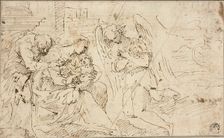 Holy Family with Angel, c.1525. Creator: Jacopo Palma