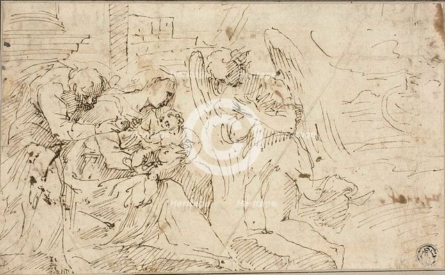 Holy Family with Angel, c.1525. Creator: Jacopo Palma.