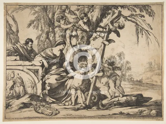 Holy Family with Christ Child Stepping on Serpent, 1639. Creator: Laurent de la Hyre.