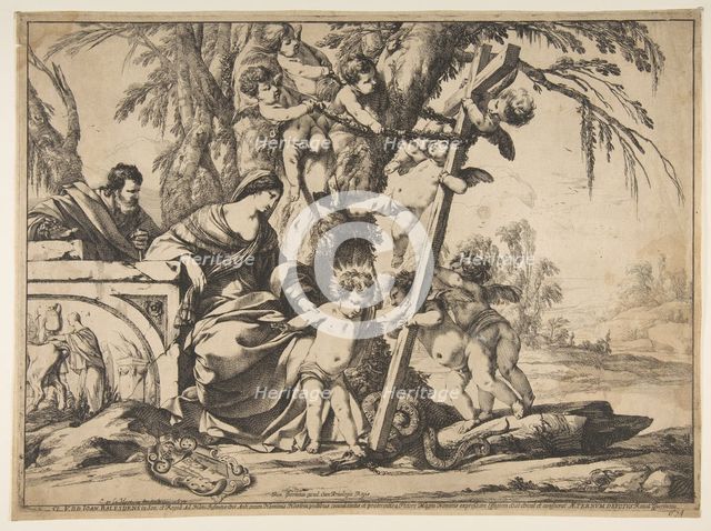Holy Family with Christ Child Stepping on Serpent, 1639. Creator: Laurent de la Hyre.