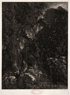 Holy Family with Deer, 1871. Creator: Rodolphe Bresdin (French, 1822-1885)