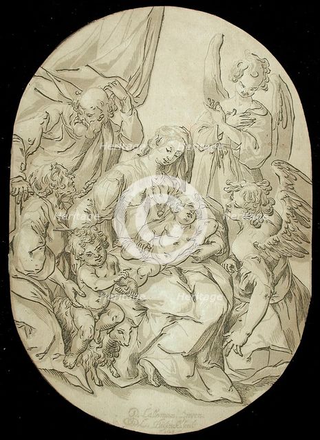 Holy Family with Infant Saint John, 1625. Creator: Ludolph Busing.