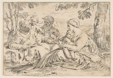 Holy Family with Saint Elizabeth and Saint John the Baptist, copy in reverse a..., ca.1639 or after. Creator: Unknown