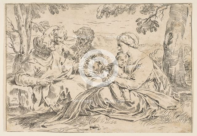 Holy Family with Saint Elizabeth and Saint John the Baptist, copy in reverse a..., ca.1639 or after. Creator: Unknown.