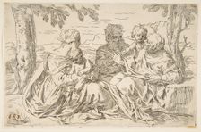 Holy Family with Saint Elizabeth and Saint John the Baptist, ca. 1639. Creator: Simone Cantarini