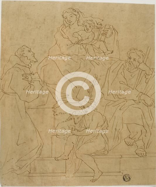 Holy Family with Saint Francis of Assisi and the Infant John the Baptist, after 1612. Creator: Unknown.