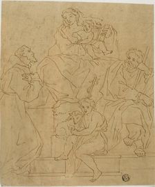Holy Family with Saint Francis of Assisi and the Infant John the Baptist, after 1612. Creator: Unknown