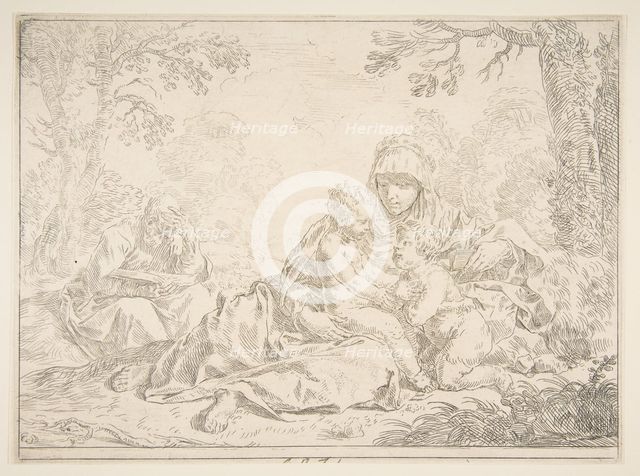 Holy Family with Saint John the Baptist, ca. 1637-1640. Creator: Simone Cantarini.