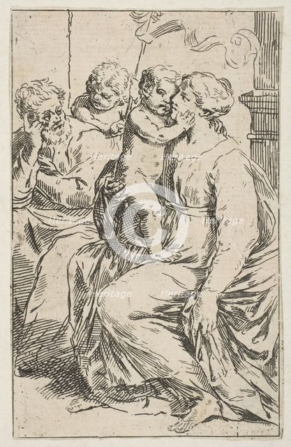 Holy Family with Saint John the Baptist, copy in reverse after Cantarini, ca. 1640-1642 or after. Creator: Unknown.
