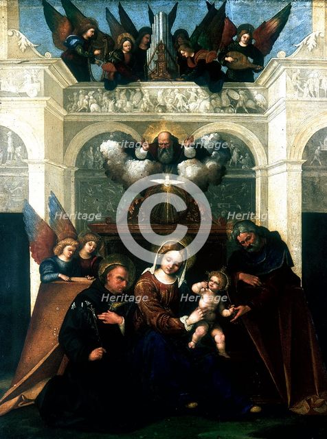 'Holy Family with Saint Nicholas of Tolentino', 1515-1530. Artist: Lodovico Mazzolini
