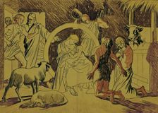 Holy family with shepherds, around 1920/1930. Creator: Josef Wawra