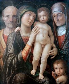 Holy Family with St Elizabeth and St John the Baptist as a Child c1495-1500. Artist: Andrea Mantegna