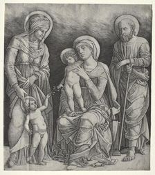 Holy Family with St. Elizabeth and the Infant St. John the Baptist, c. 1500. Creator: Giovanni Antonio da Brescia (Italian)