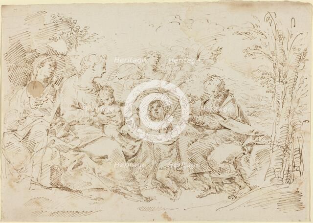 Holy Family with St. Elizabeth, St. John the Baptist, and Two Angels in a Landscape. Creator: Donato Creti.