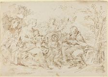 Holy Family with St. Elizabeth, St. John the Baptist, and Two Angels in a Landscape. Creator: Donato Creti