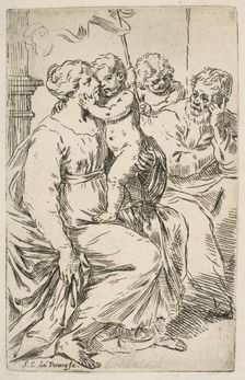 Holy Family with St. John the Baptist, ca. 1640-1642. Creator: Simone Cantarini